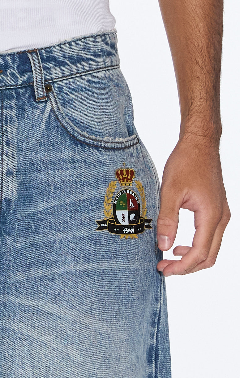 Mens Maxx Short 70'S Blue Trashed Walkshorts