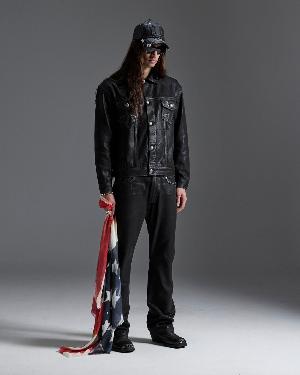 Mens Ksubi X Alice Hollywood Toro Black Wax Bootcut Denim Jeans