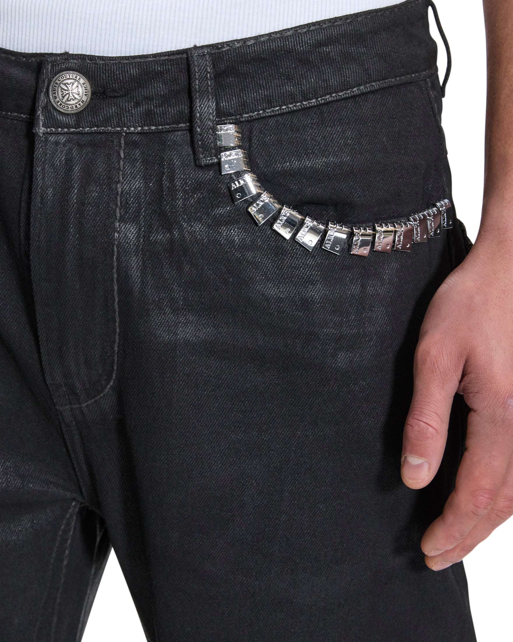 Mens Ksubi X Alice Hollywood Toro Black Wax Bootcut Denim Jeans