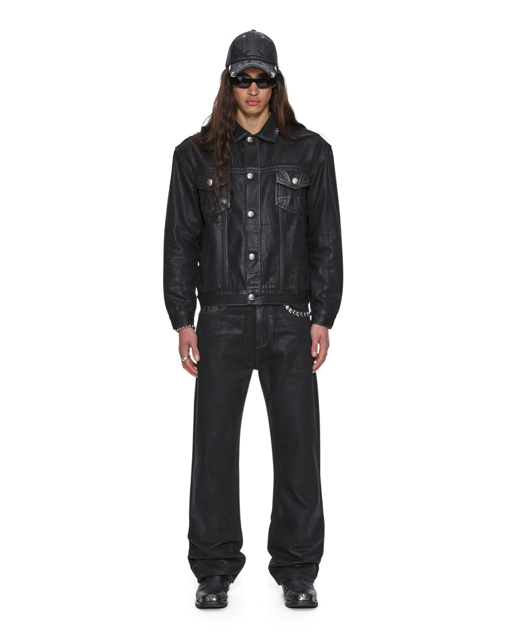 Mens Ksubi X Alice Hollywood Toro Black Wax Bootcut Denim Jeans