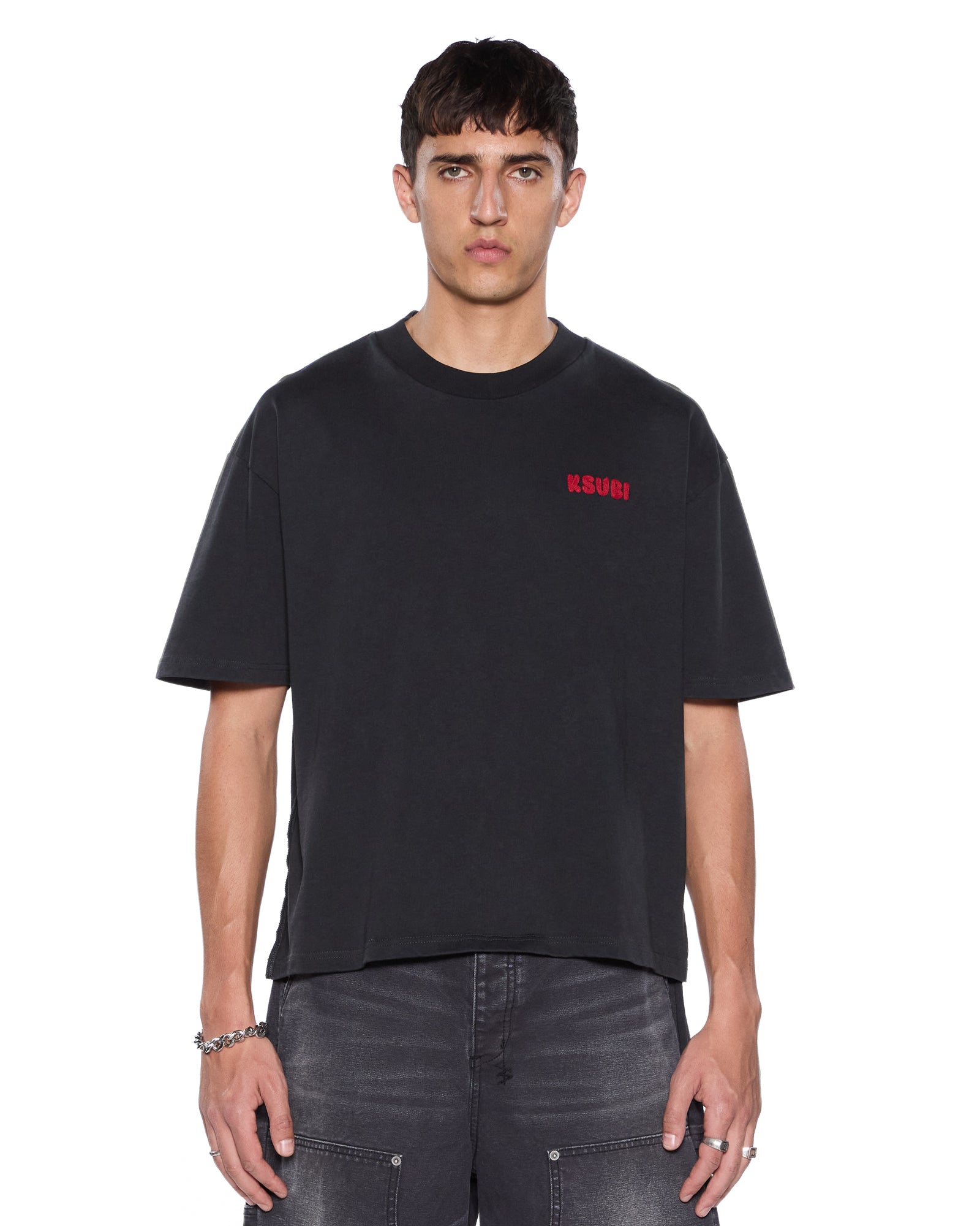 Mens Mekanik Halen Ss Tee Charcoal/Red Tees
