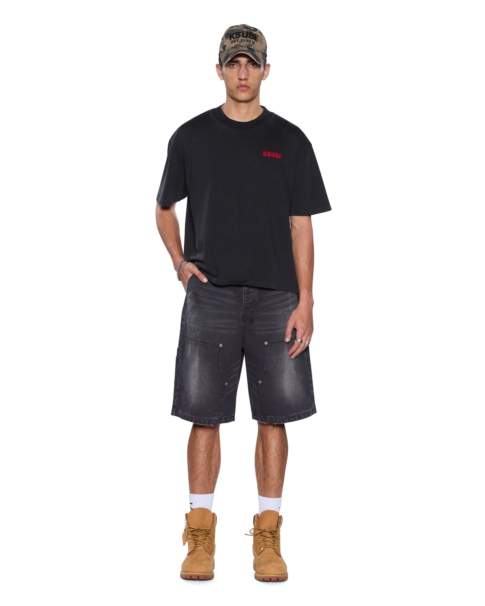 Mens Mekanik Halen Ss Tee Charcoal/Red Tees