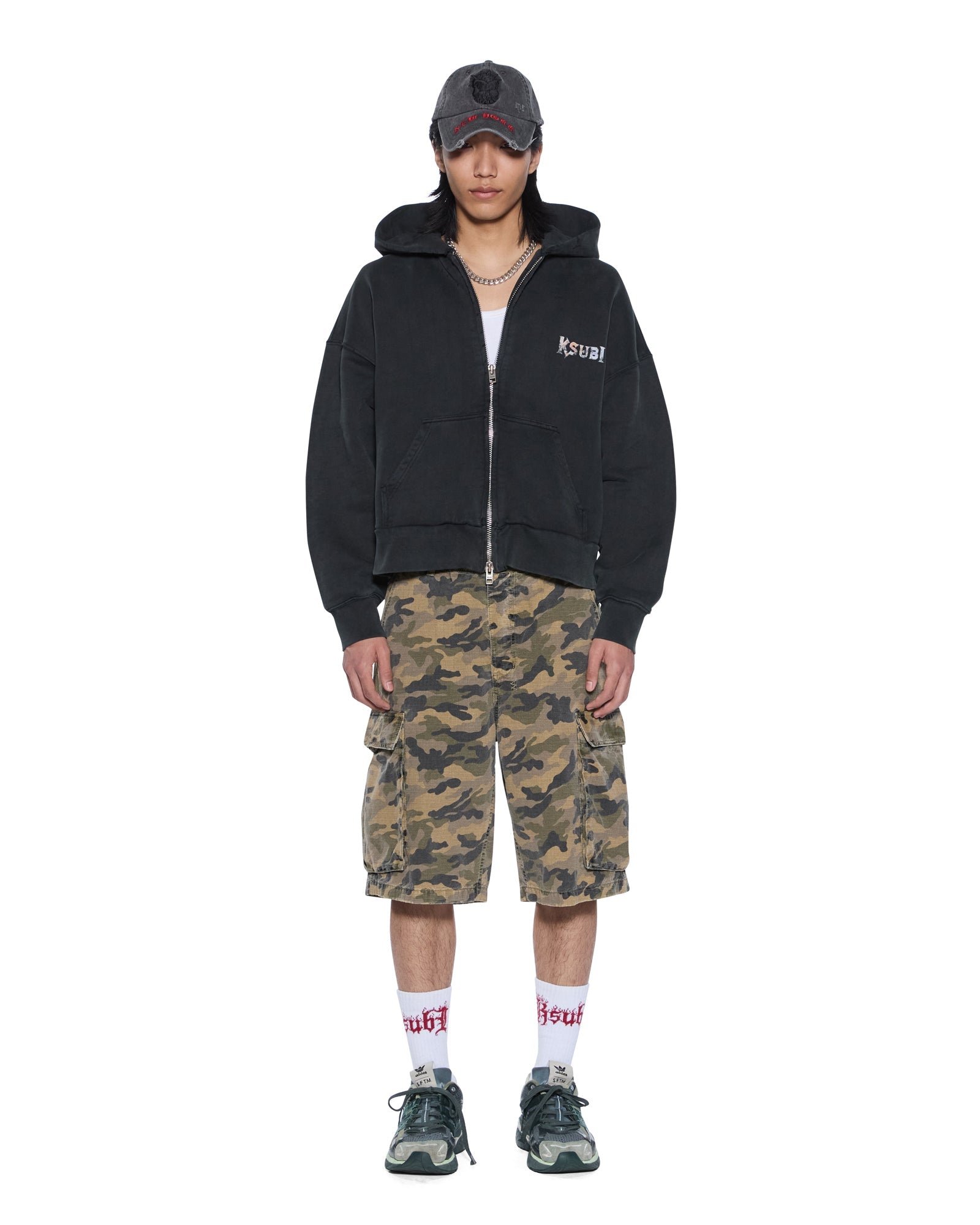 Mens Death Snake Halen Zip Hoodie Ash Fleece