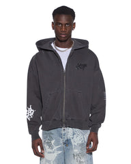 Mens Graff Ekcess Zip Thru Hoodie Faded Black Fleece