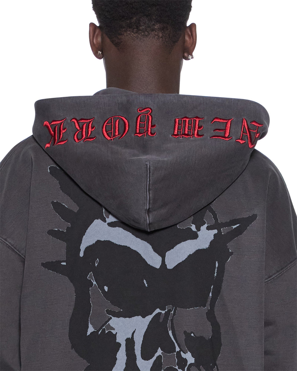 Mens Graff Ekcess Zip Thru Hoodie Faded Black Fleece