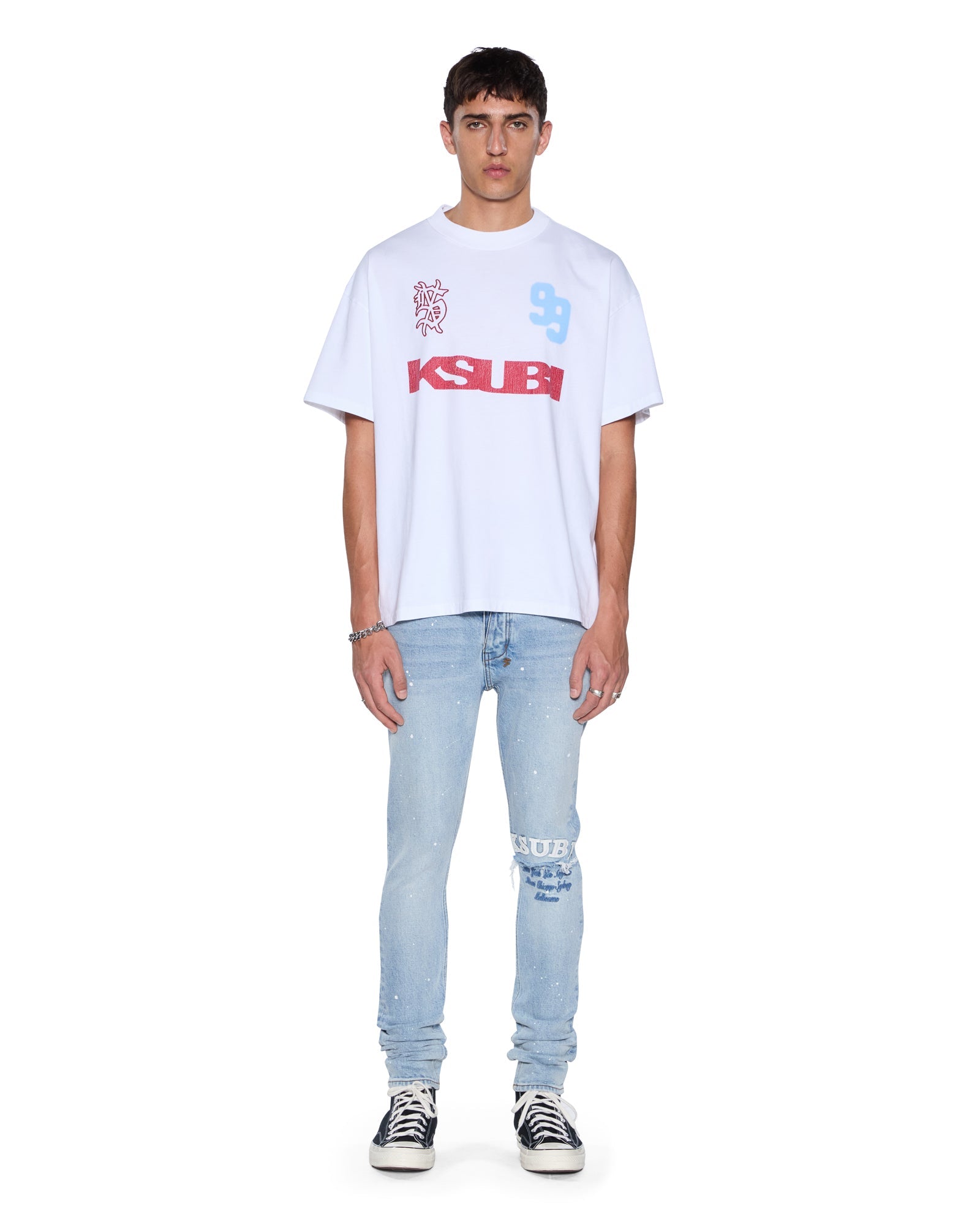Mens Rugged Ekcess Ss Tee White/Red Tees
