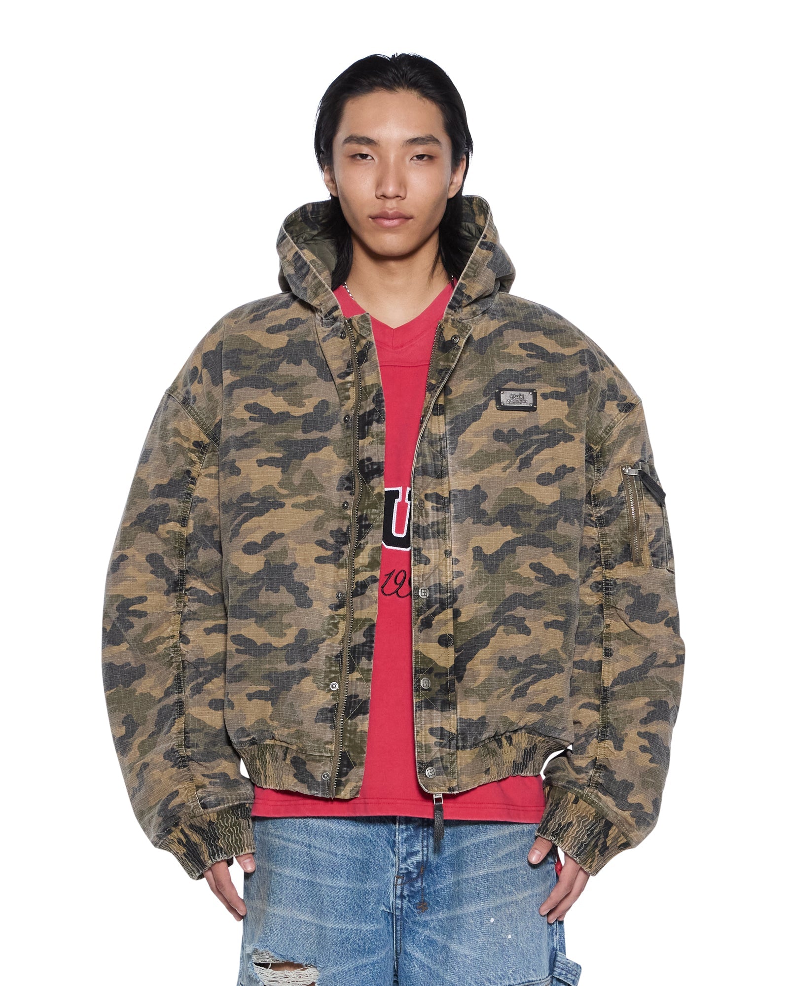 Mens Plated Bomber Jacket Camo Jackets