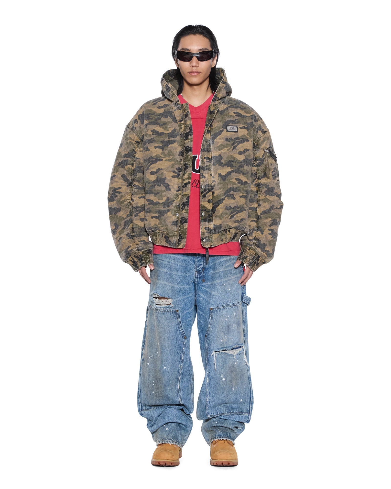 Mens Plated Bomber Jacket Camo Jackets