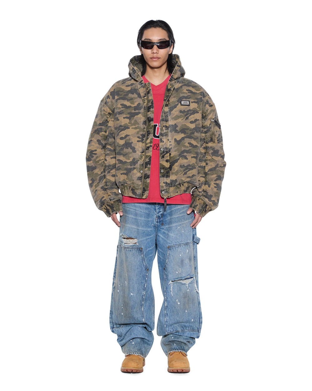 Mens Plated Bomber Jacket Camo Jackets