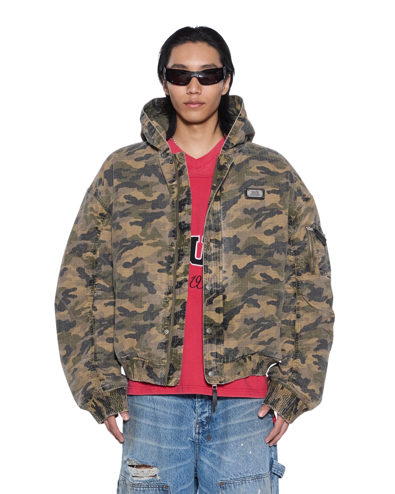 Mens Plated Bomber Jacket Camo Jackets