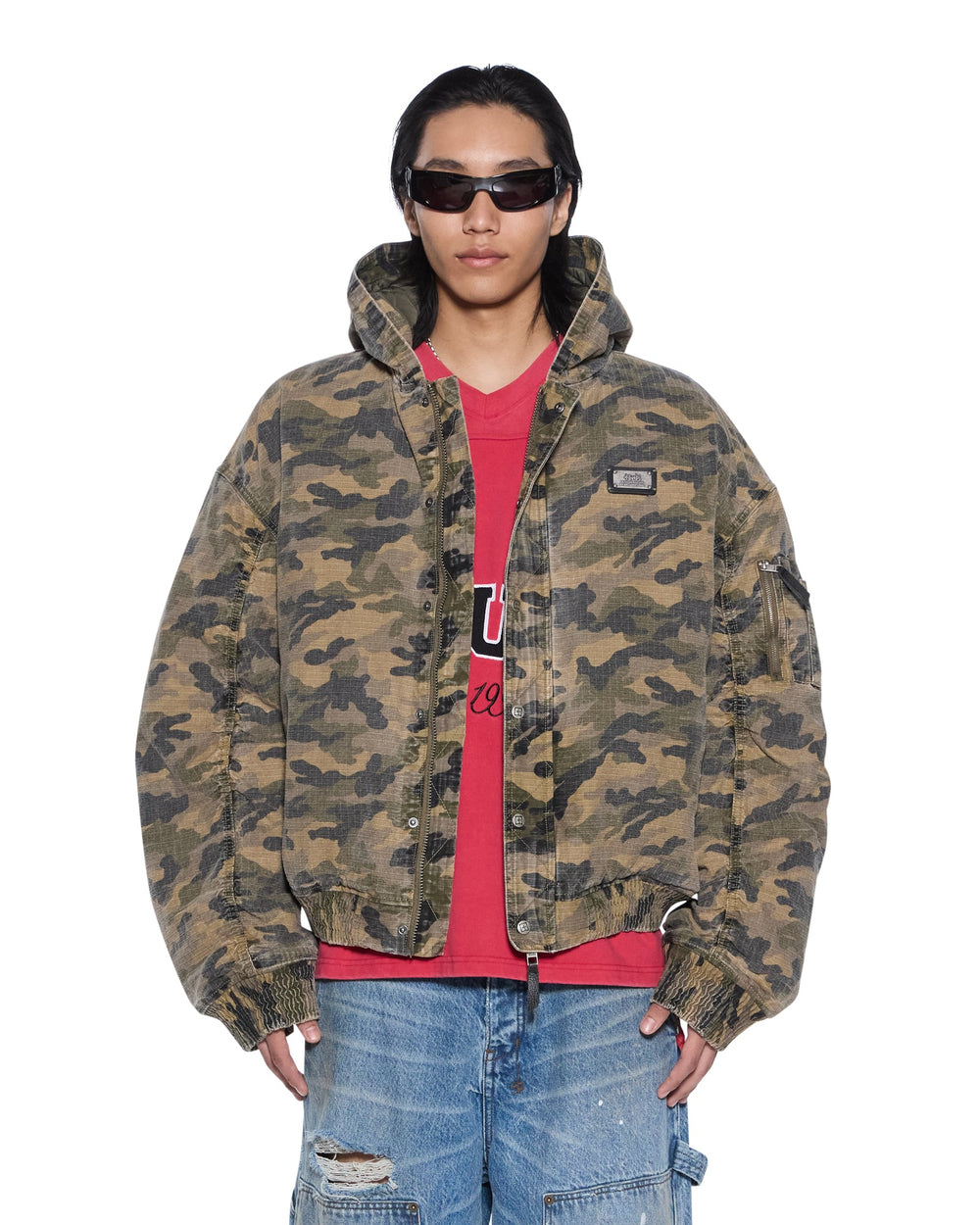 Mens Plated Bomber Jacket Camo Jackets
