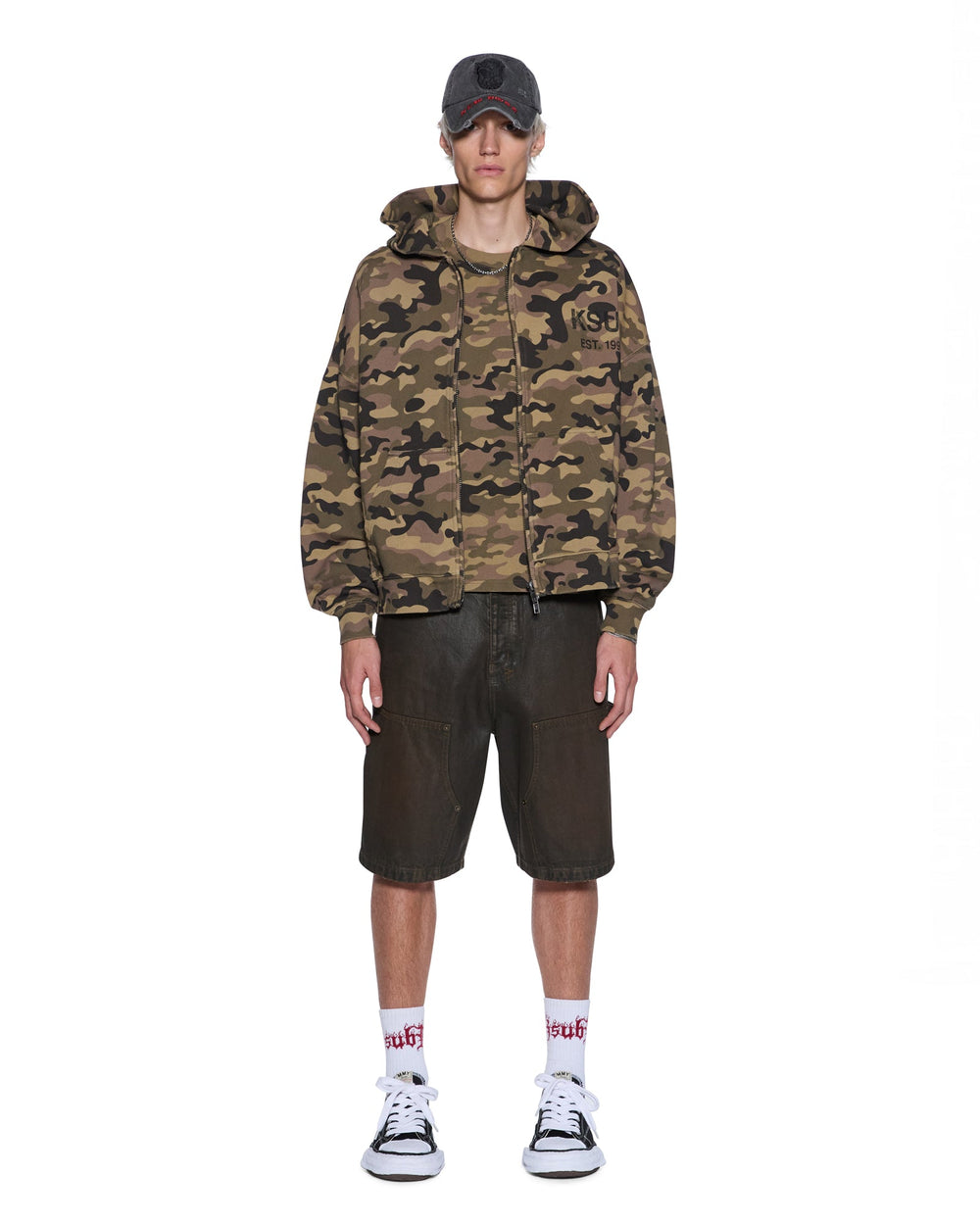 Mens Zip Thru Halen Hoodie Camo Fleece