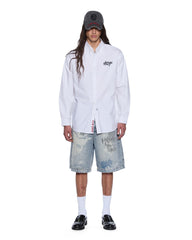 Mens Graffiti Anti Button Down Ls Shirt White Shirts