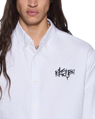 Mens Graffiti Anti Button Down Ls Shirt White Shirts