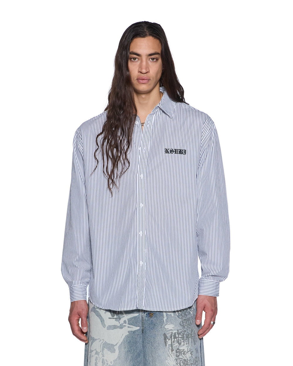 Mens Haunted Ksignature Ls Shirt Black Stripe Shirts