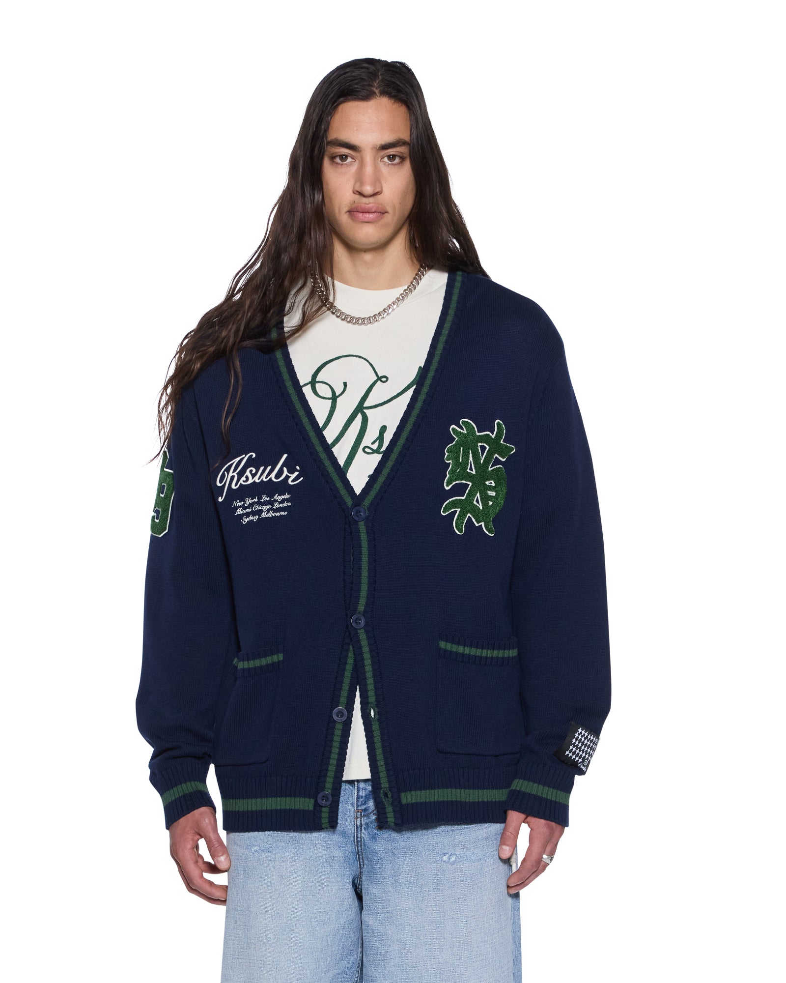 Mens Playoff Cardigan Midnight Knitwear