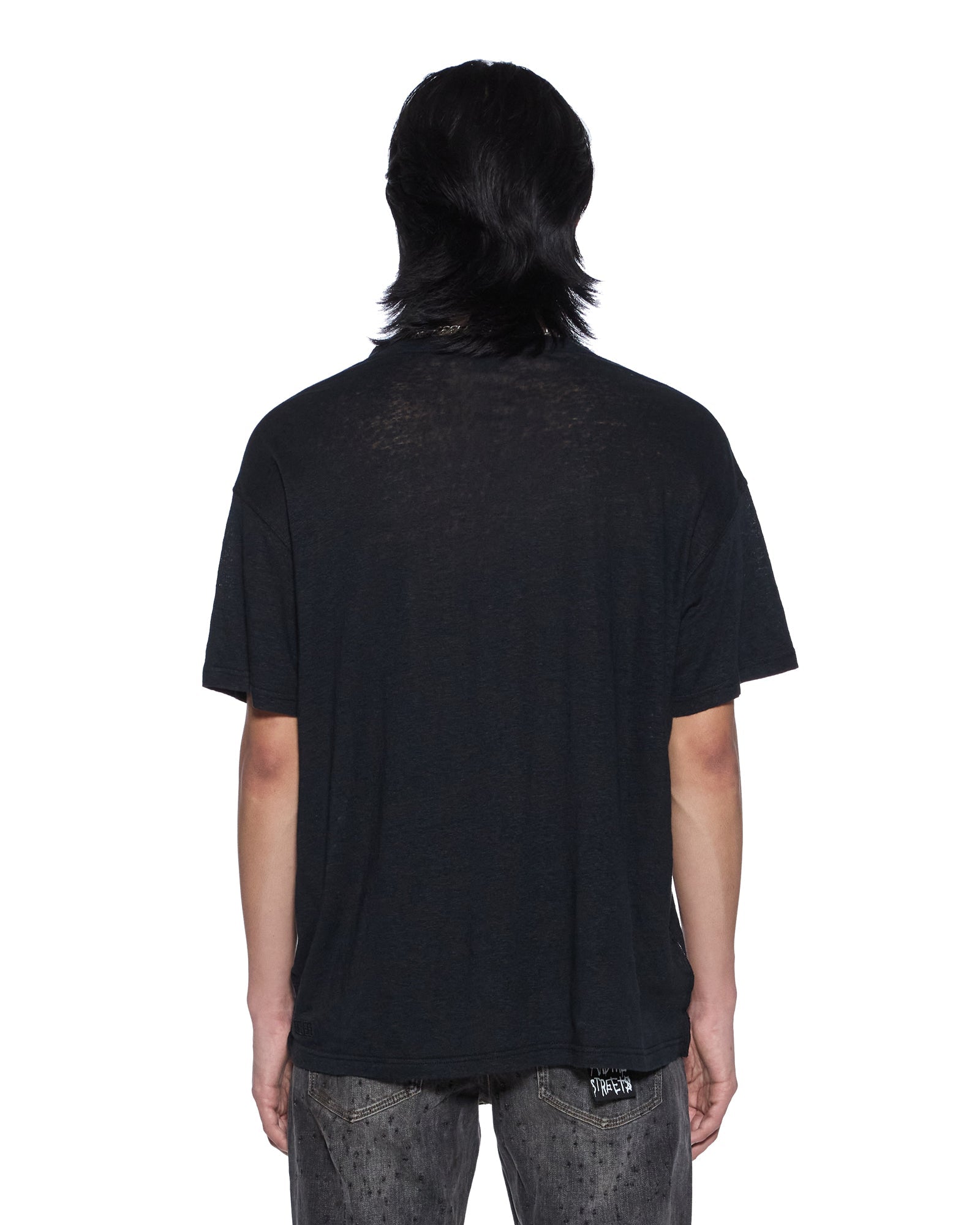Mens Sid Linen Ss Tee Jet Black Tees