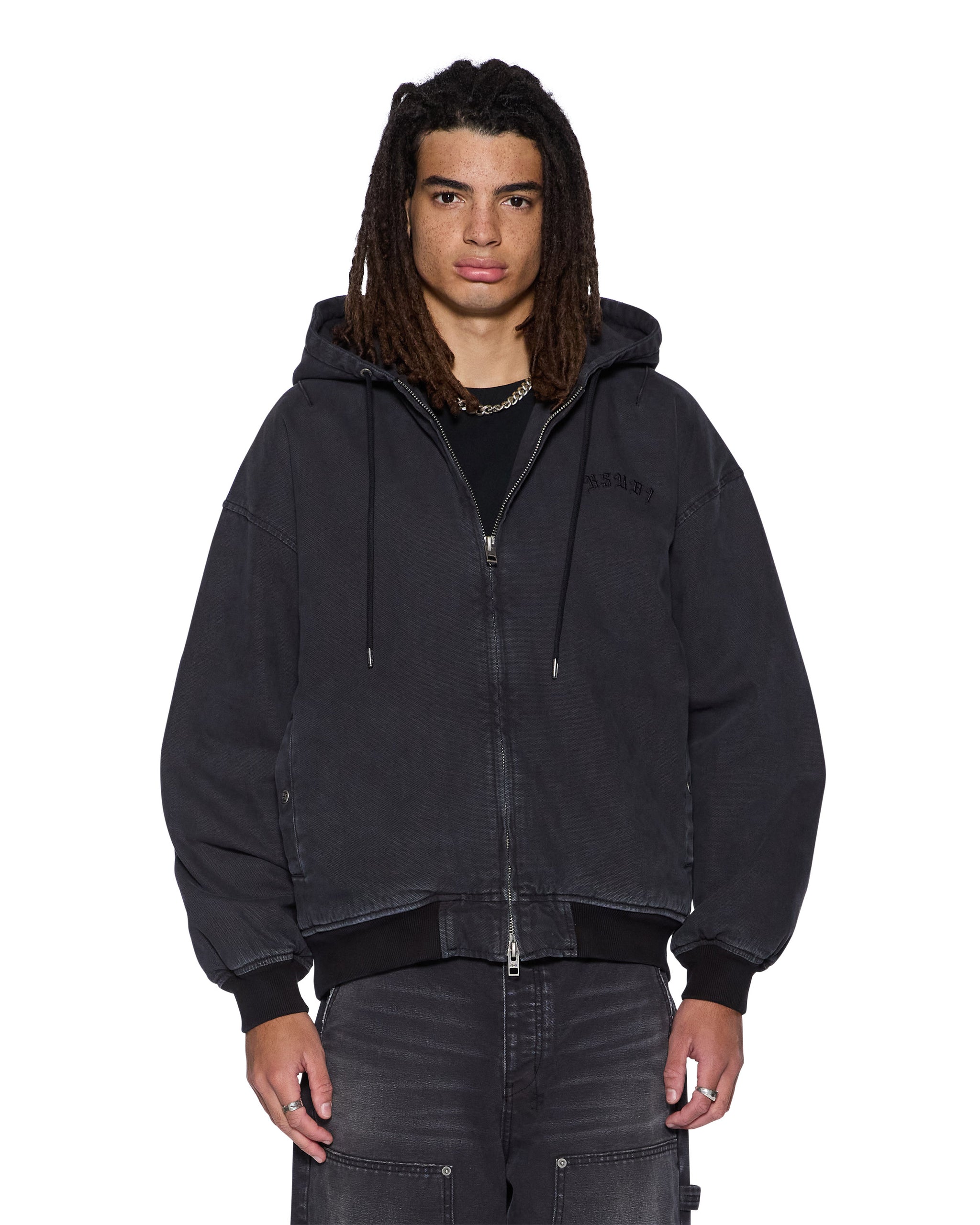 Mens Bomber Jacket Stud Black Jackets