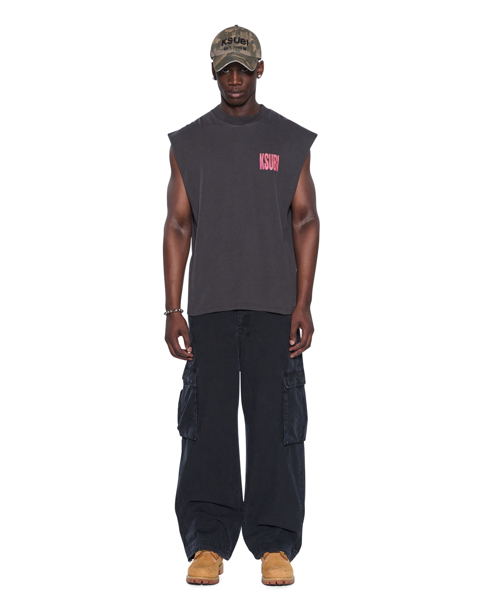 Mens Panthera Cut Off Biggie Tee Ash Tees