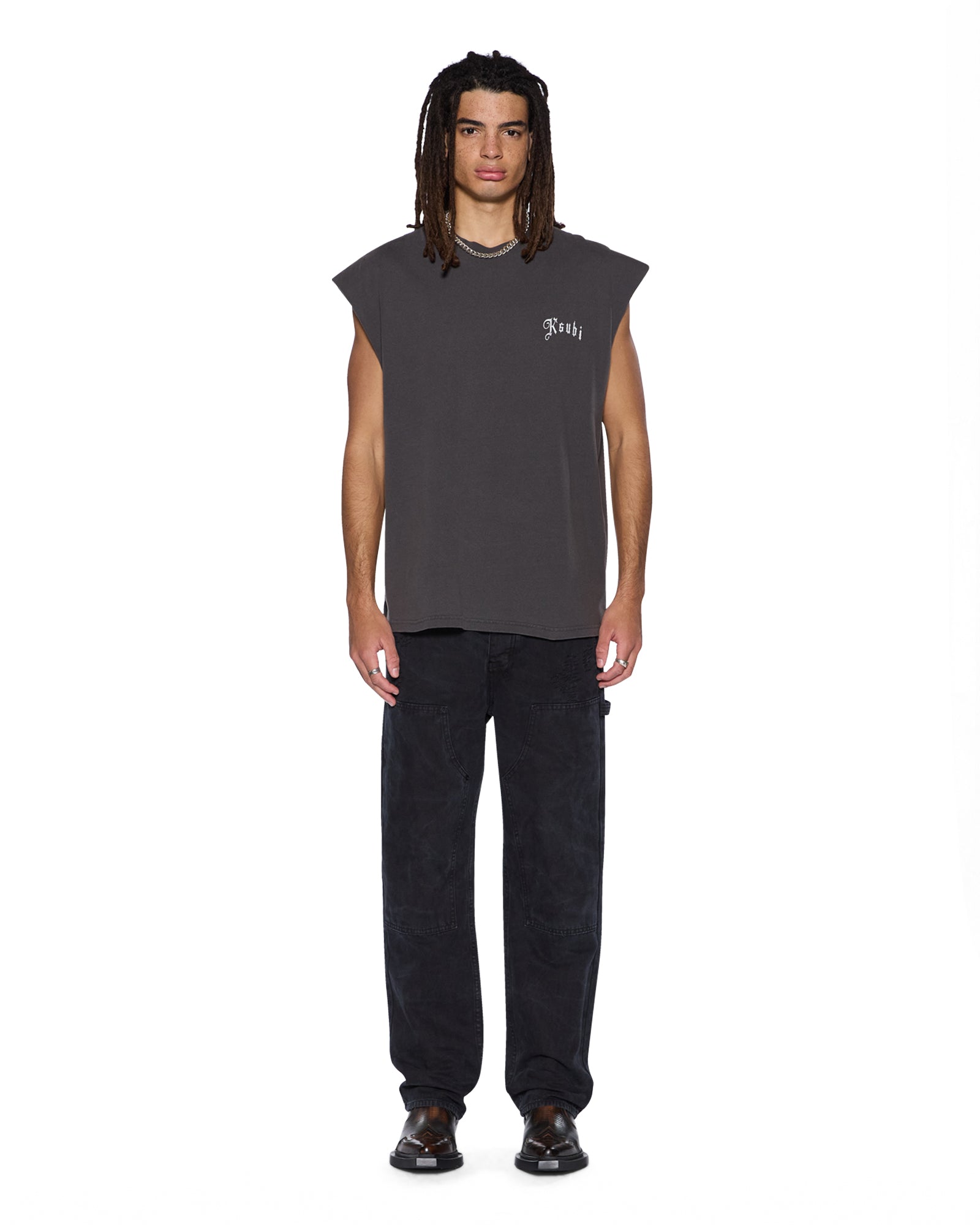 Mens Truckstop Ekcess Cutoff Faded Black Tees