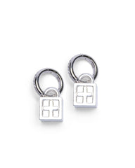 Krystal Box Cross Huggie Earings Silver