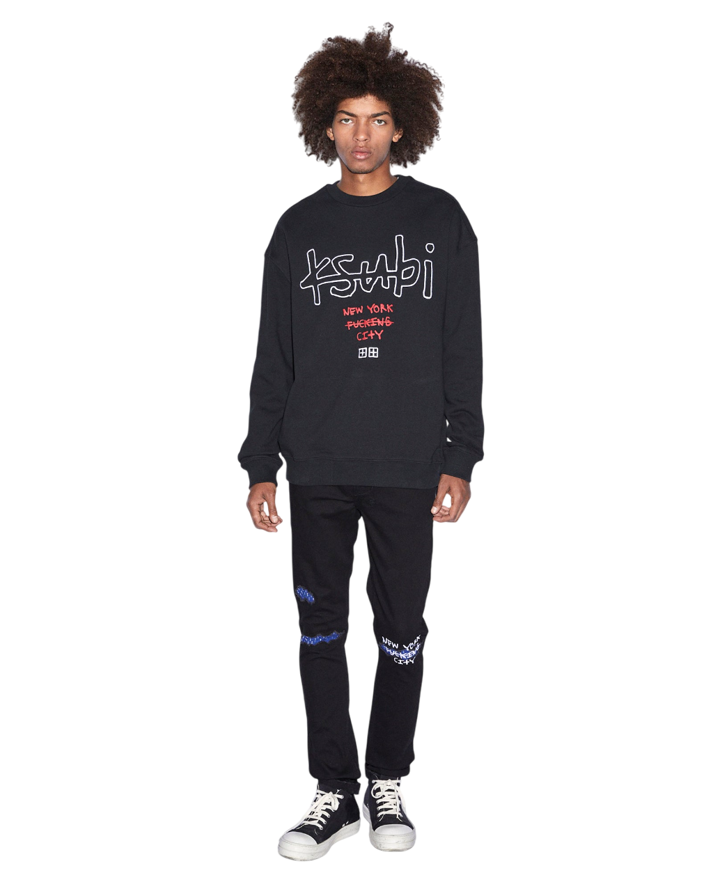 Buy NYC 4x4 Biggie Crew Jet Black Men's Oversized Crewneck KSUBI