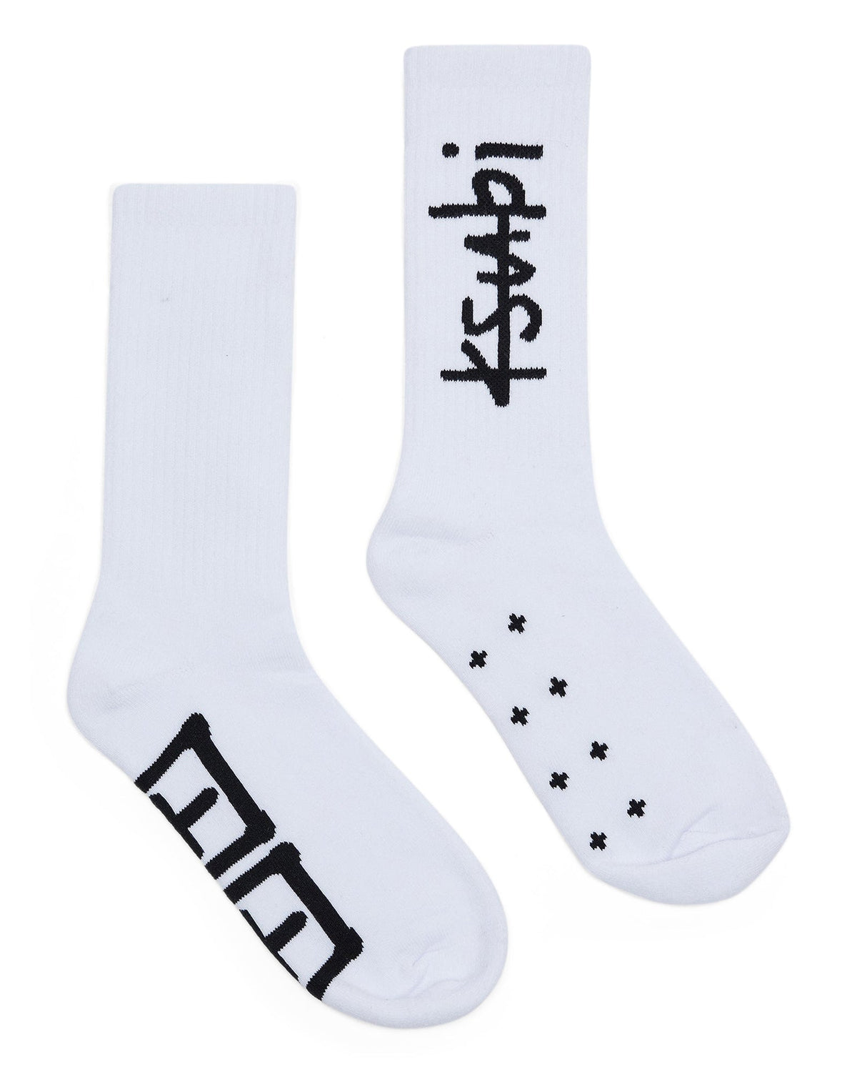 1999 Crew Ribbed Socks - White and Black Cotton