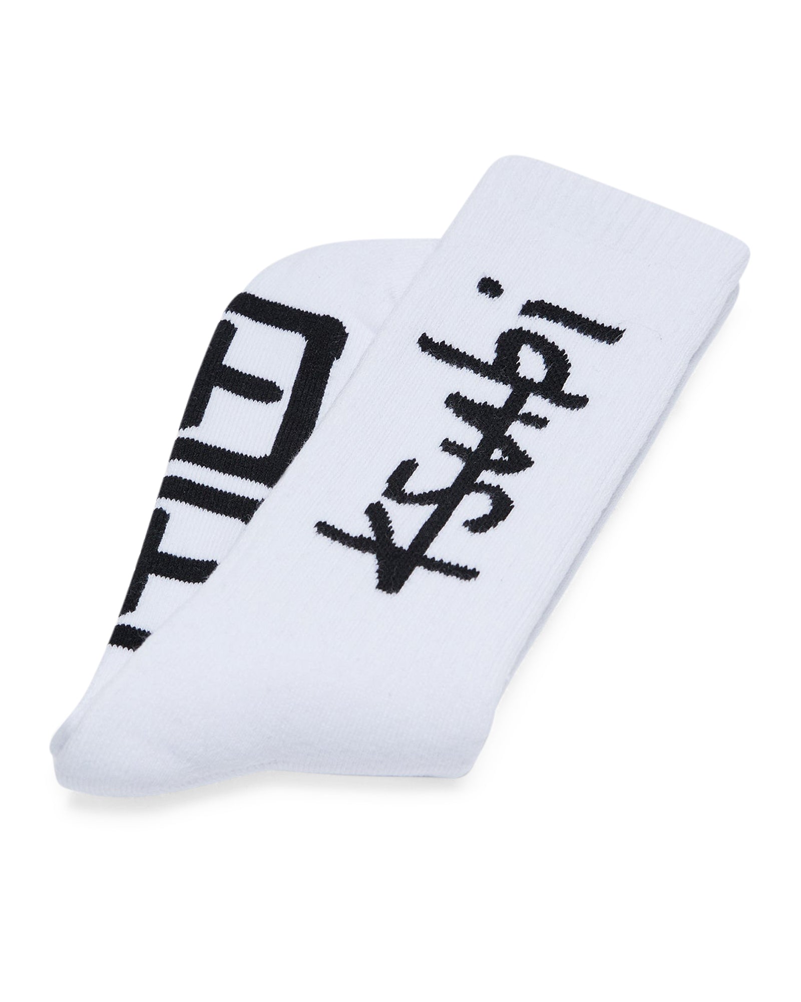 1999 Crew Ribbed Socks - White and Black Cotton