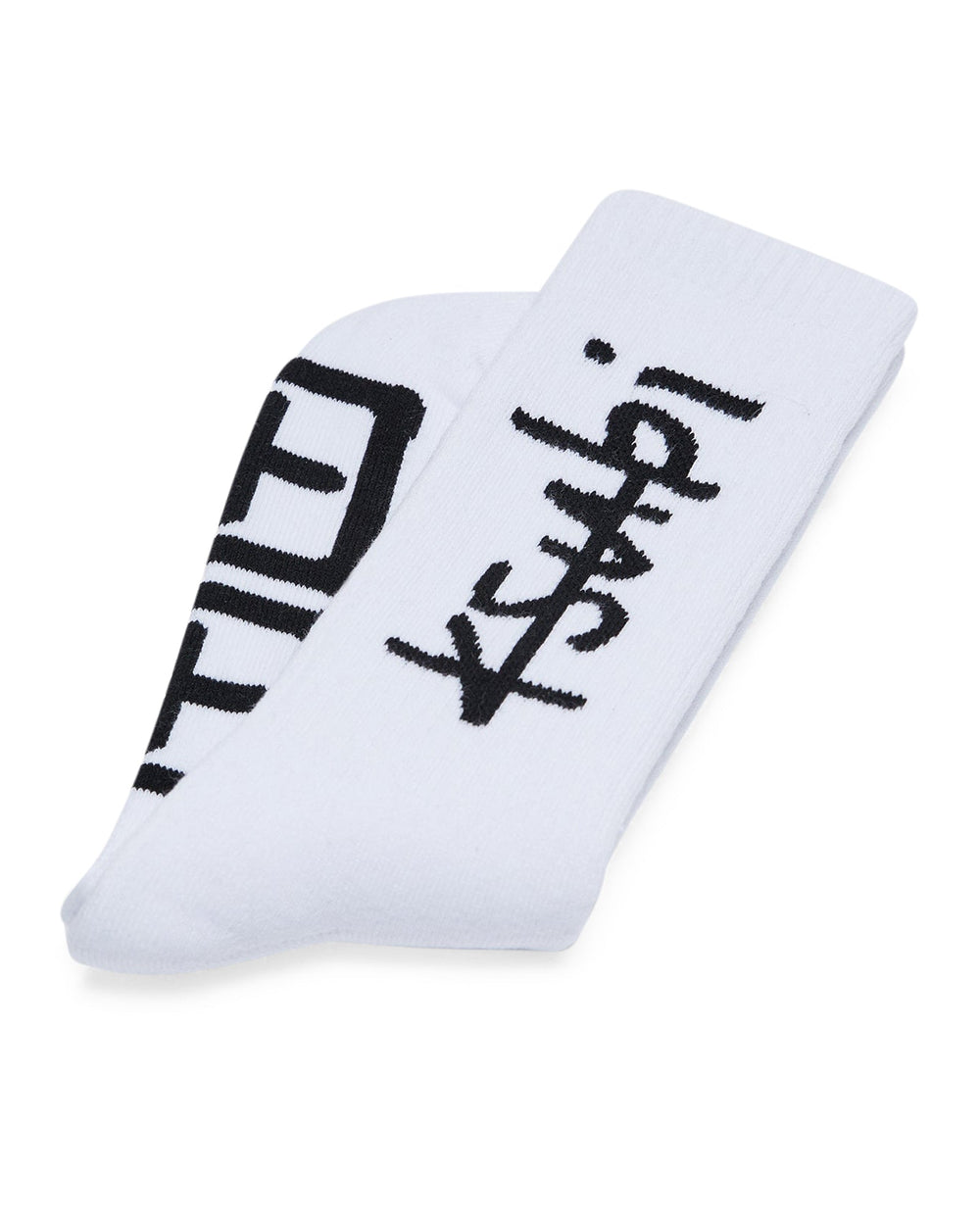 1999 Crew Ribbed Socks - White and Black Cotton