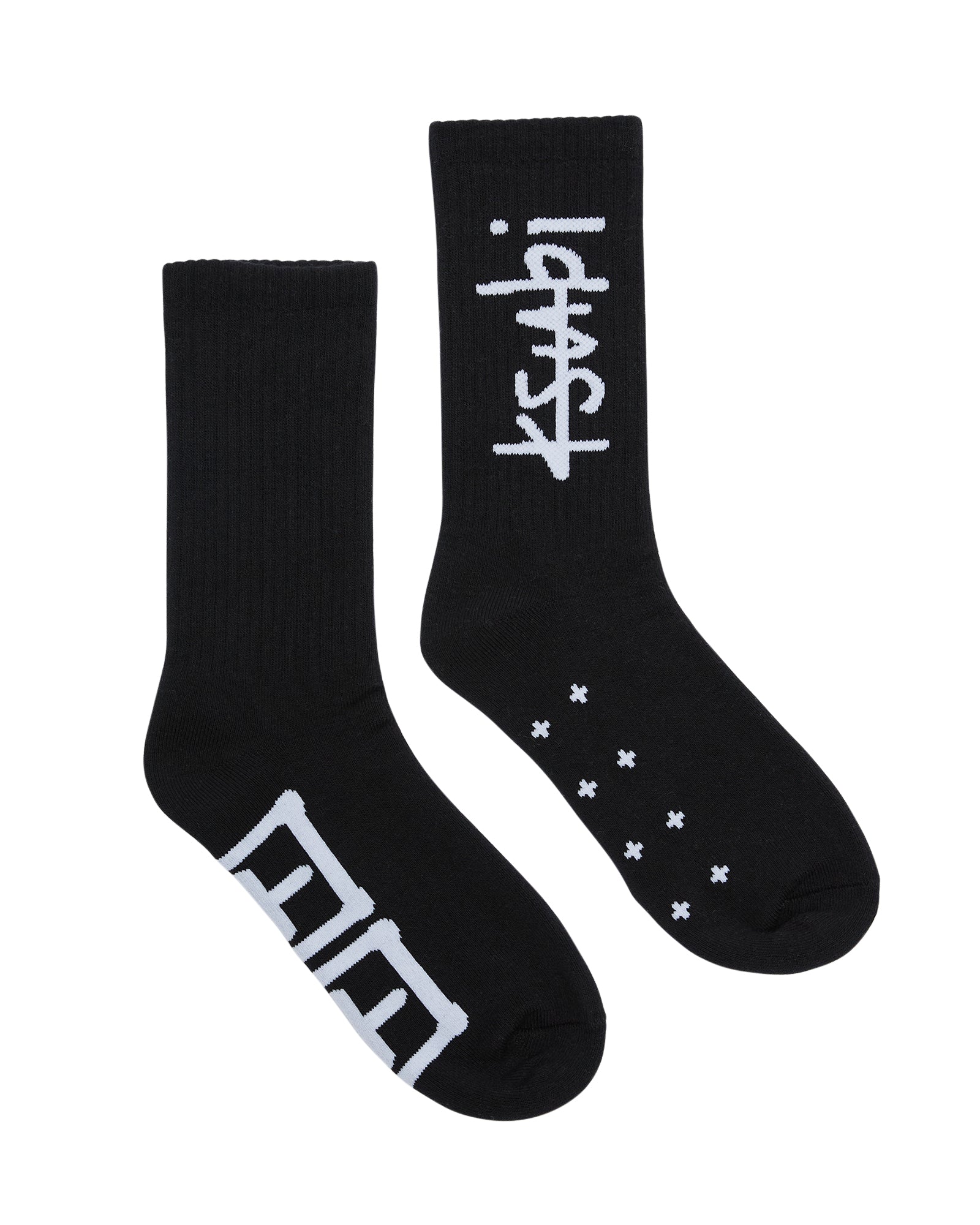 1999 Crew Ribbed Socks - Black Cotton