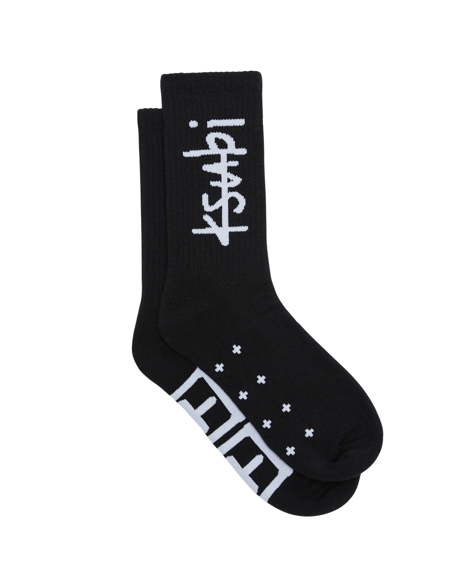 1999 Crew Ribbed Socks - Black Cotton
