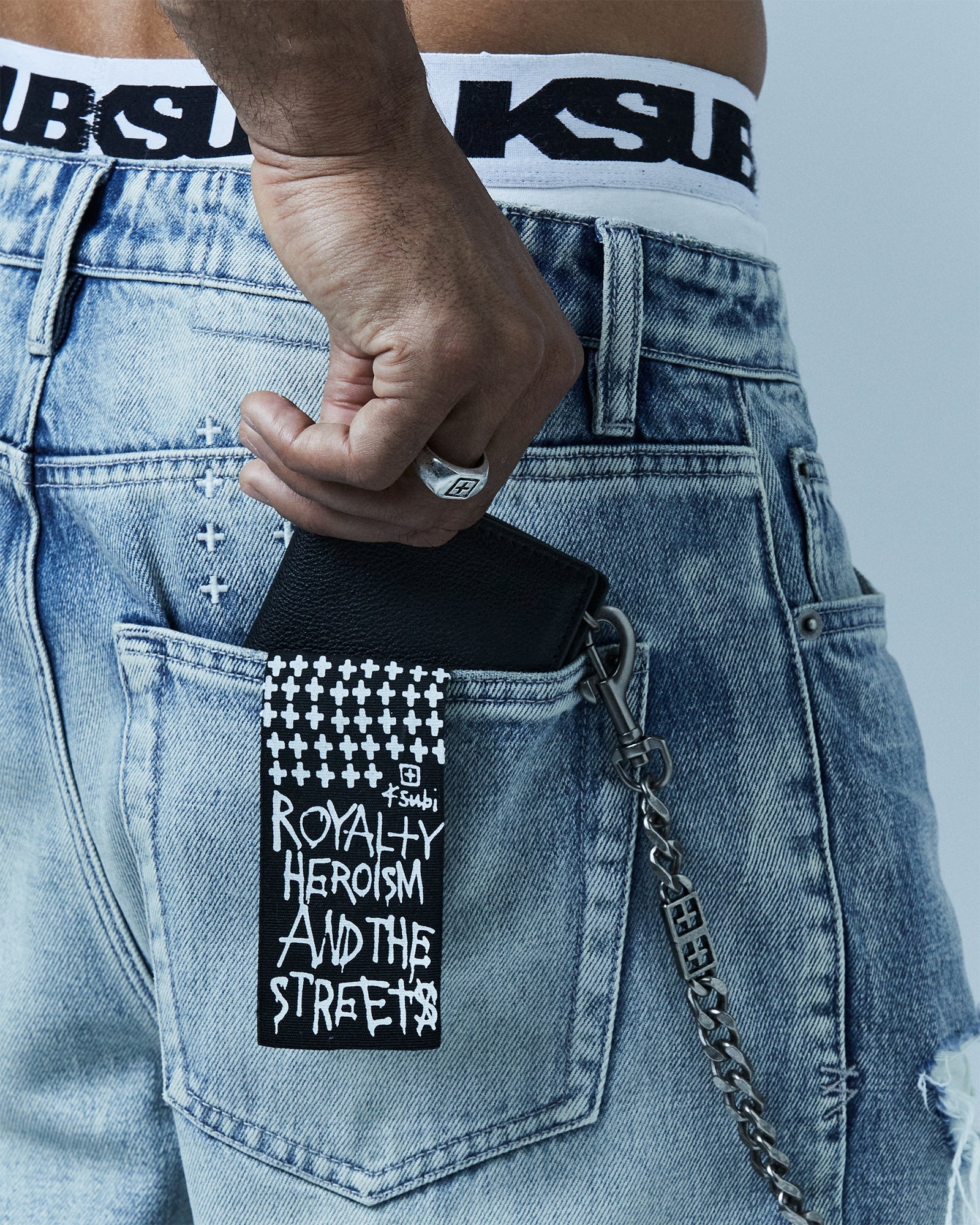 1999 Chain Leather Wallet - Antique Silver