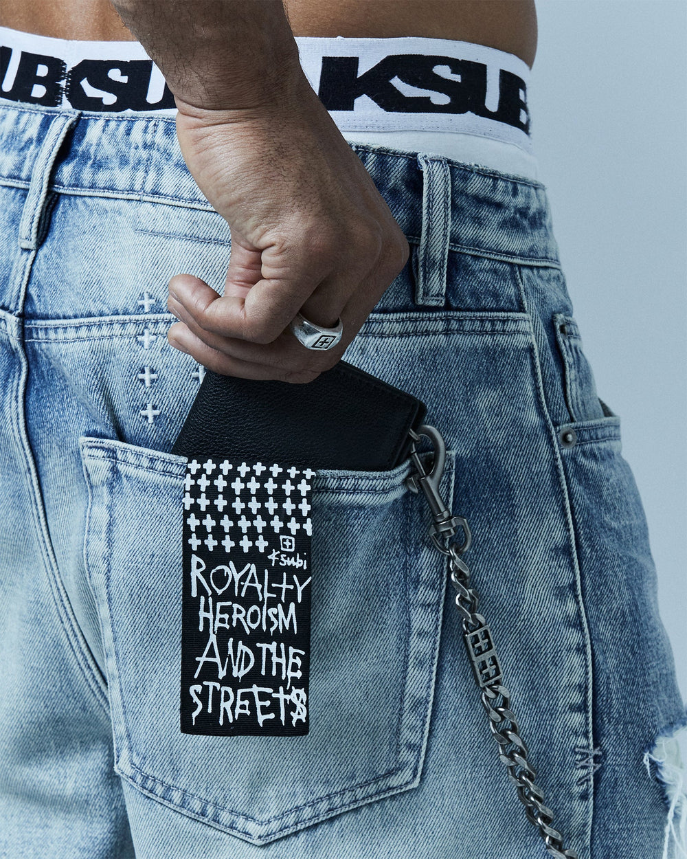 1999 Chain Leather Wallet - Antique Silver