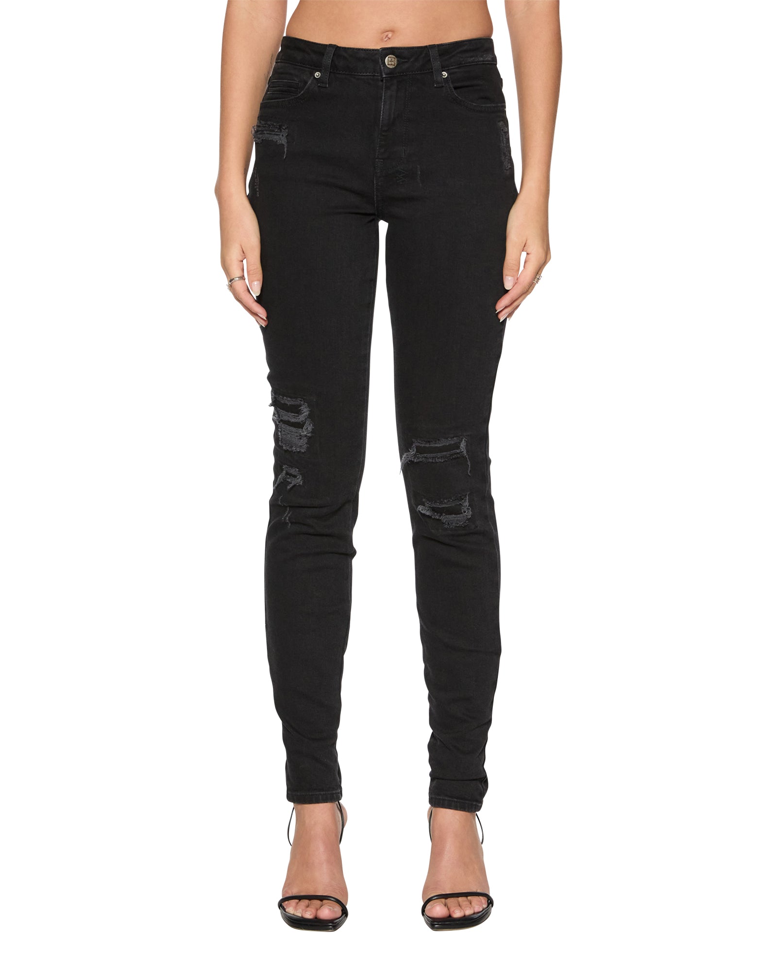 Womens Spray On Xtra Boneyard Black Skinny Denim Jeans