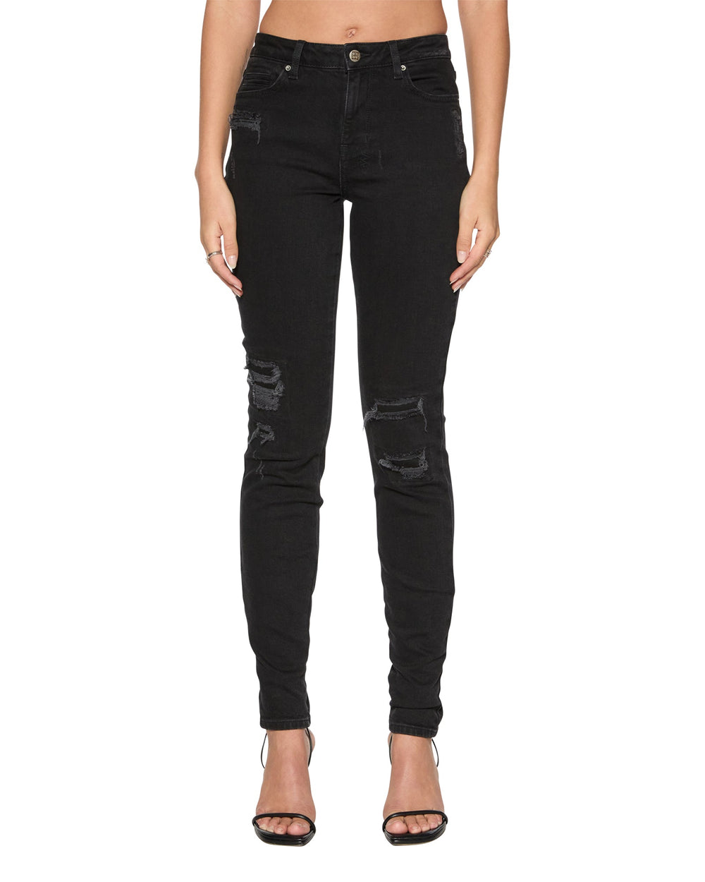 Womens Spray On Xtra Boneyard Black Skinny Denim Jeans
