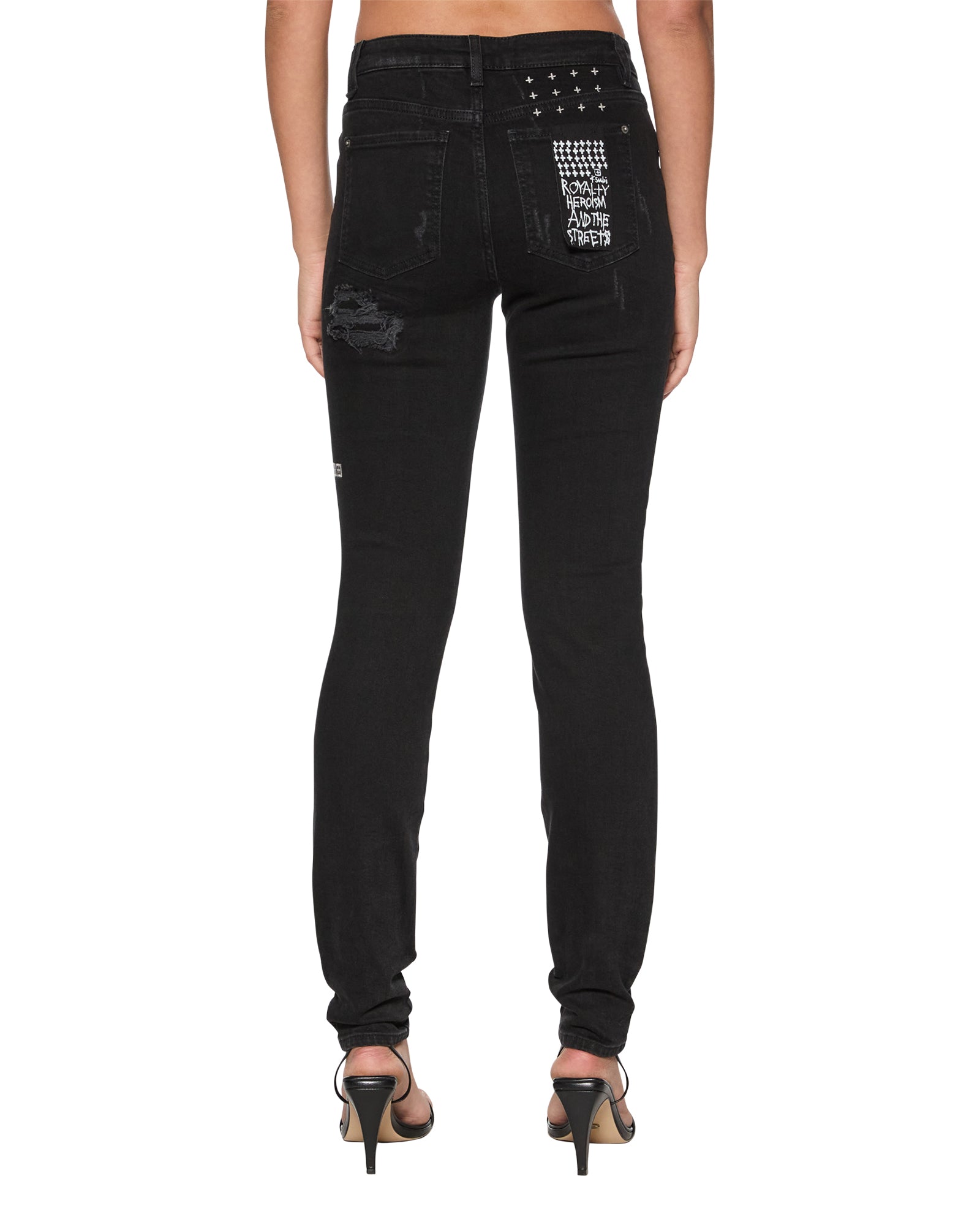 Womens Spray On Xtra Boneyard Black Skinny Denim Jeans