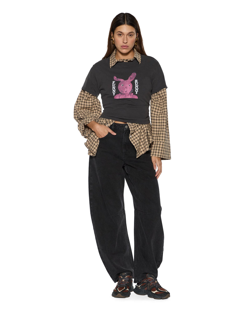 Womens Barrel Jean Noir Barrel Leg Denim Jeans