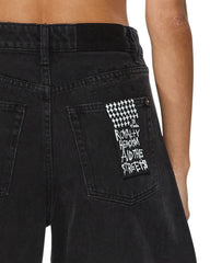 Womens Barrel Jean Noir Barrel Leg Denim Jeans