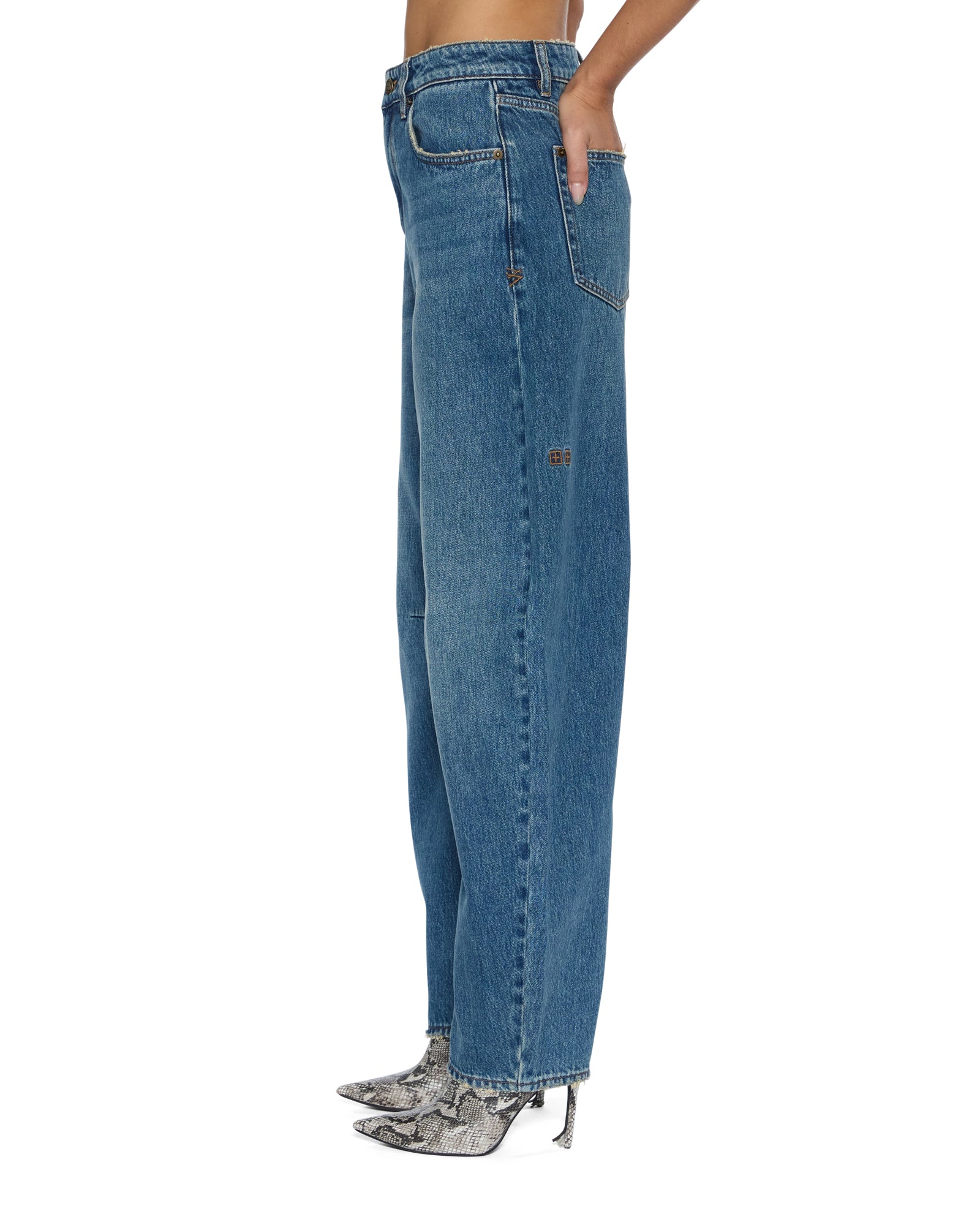 Womens Barrel Jean Aged Barrel Leg Denim Jeans