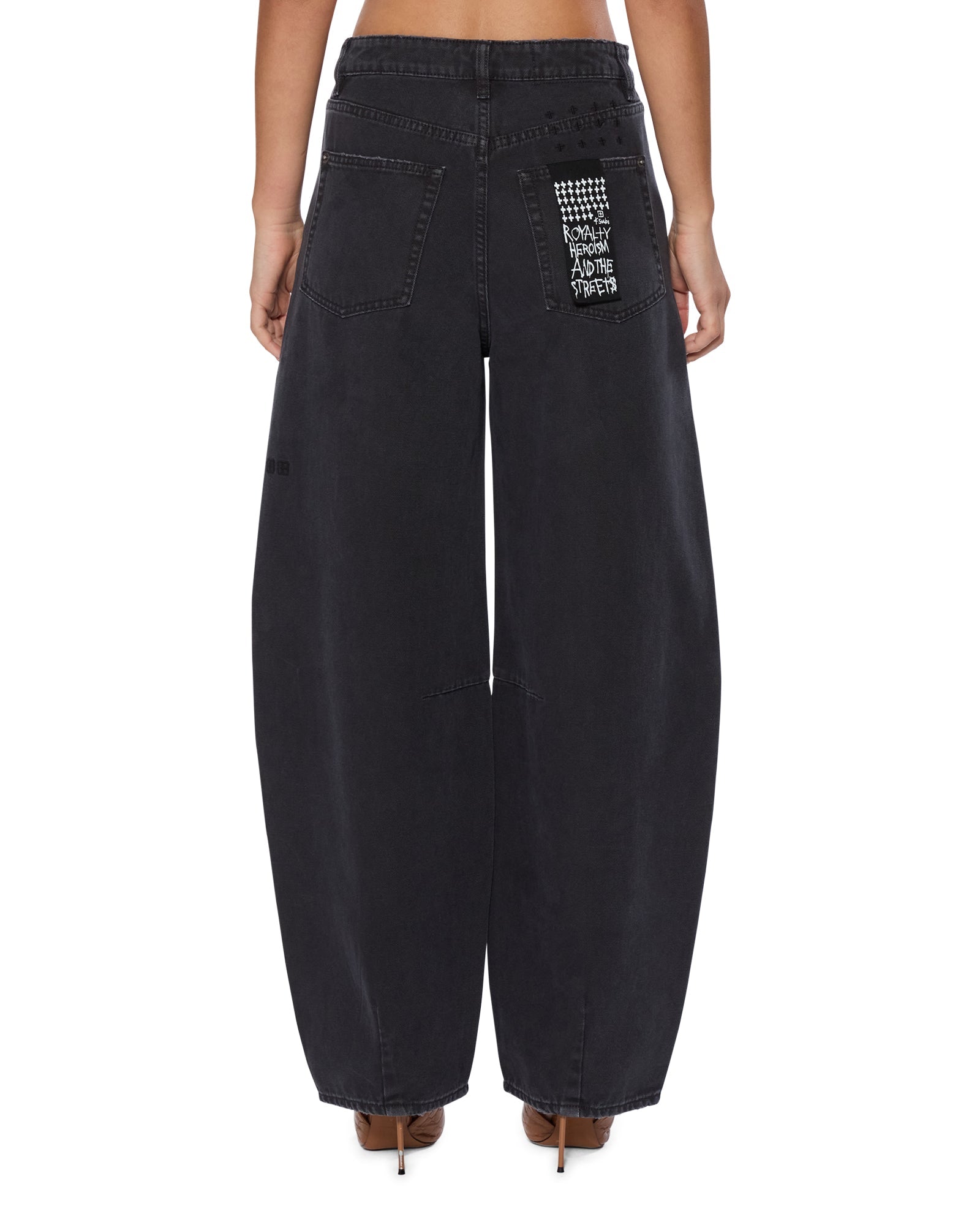 Womens Barrel Jean Carpenter Black Barrel Leg Denim Jeans