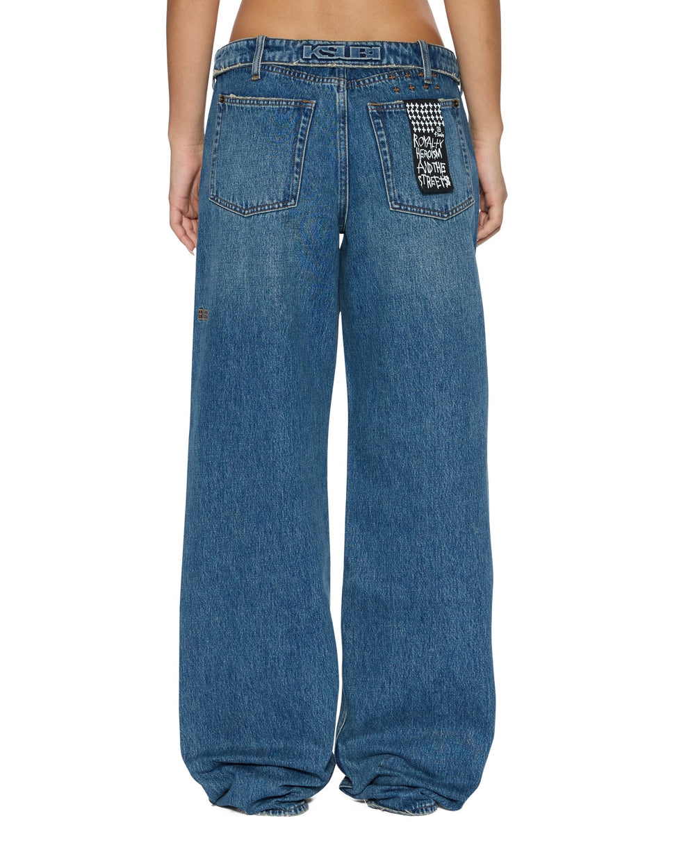 Womens Low Rider Flip Aged Relaxed Denim Jeans