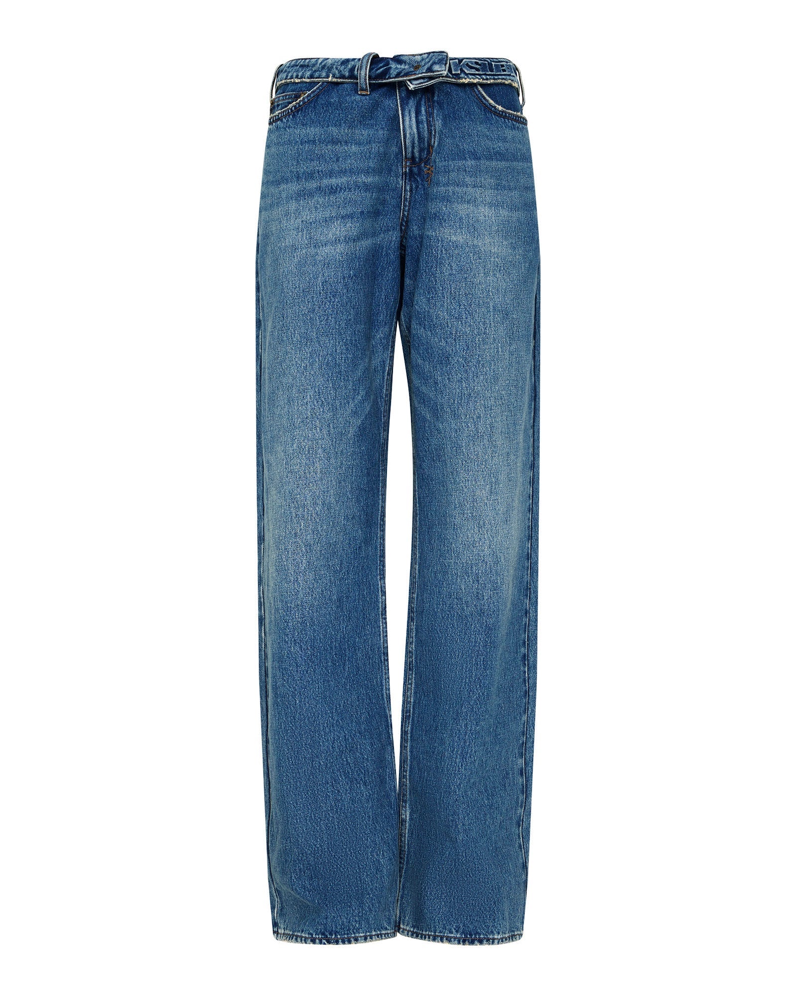 Womens Low Rider Flip Aged Relaxed Denim Jeans