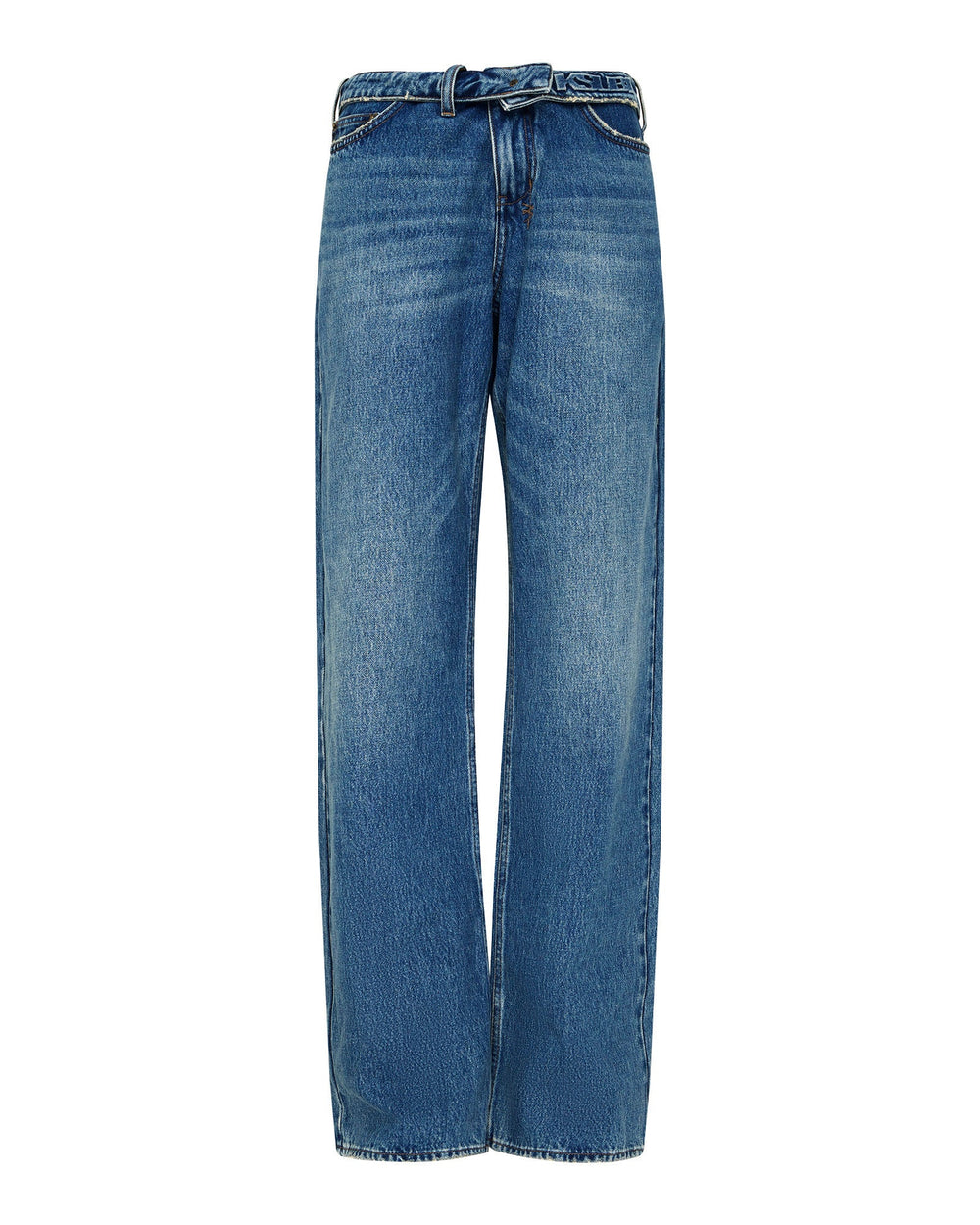 Womens Low Rider Flip Aged Relaxed Denim Jeans