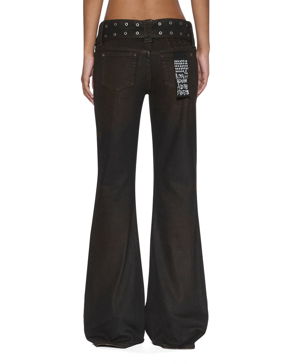 Womens Soho Lo Belted Greased Slim Denim Jeans