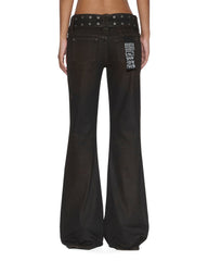 Womens Soho Lo Belted Greased Slim Denim Jeans