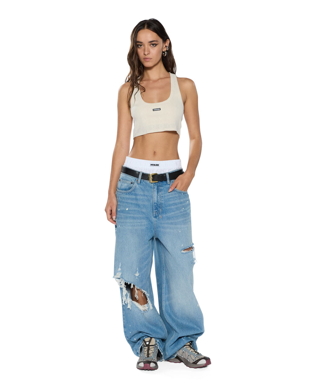 Womens Ksuper Surge Trashed Baggy Denim Jeans