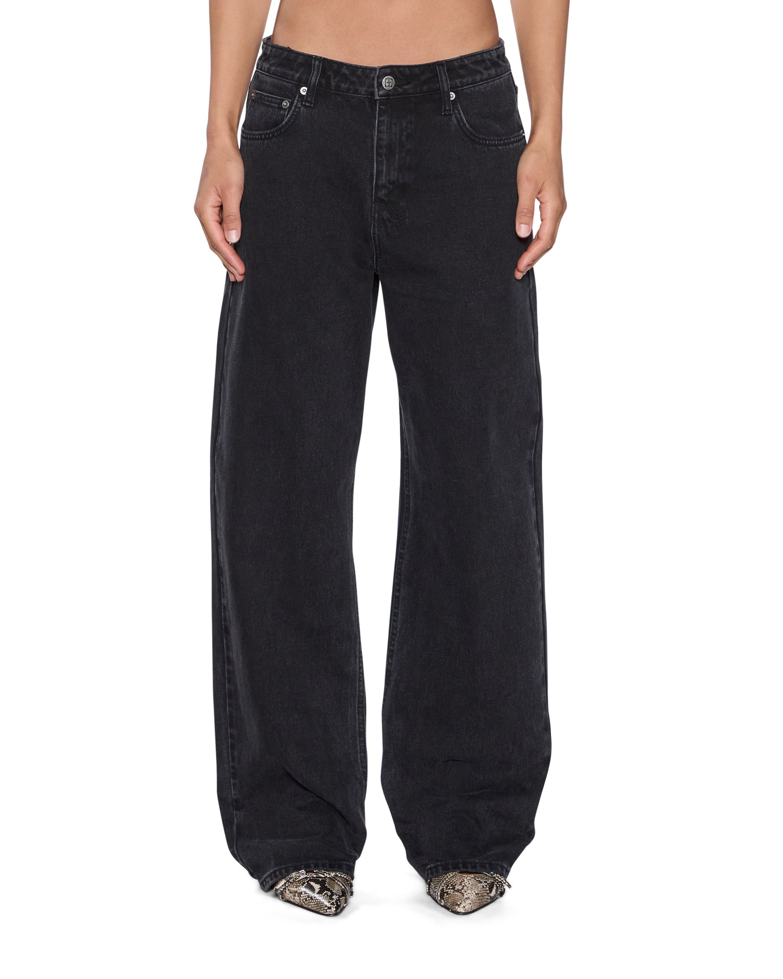 Womens Low Rider Noir Relaxed Denim Jeans