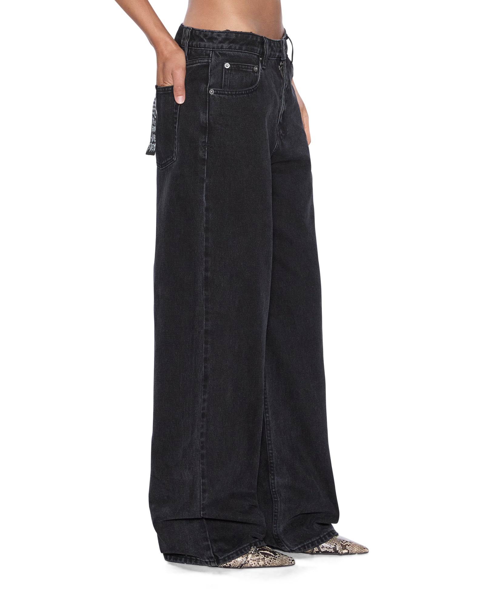 Womens Low Rider Noir Relaxed Denim Jeans