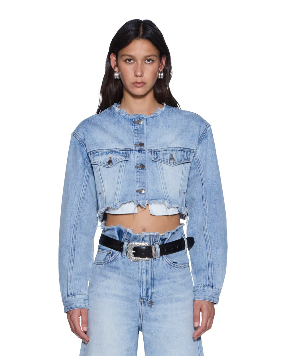 Womens Torn Off Crop Trucker Vapour Jackets