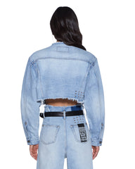 Womens Torn Off Crop Trucker Vapour Jackets